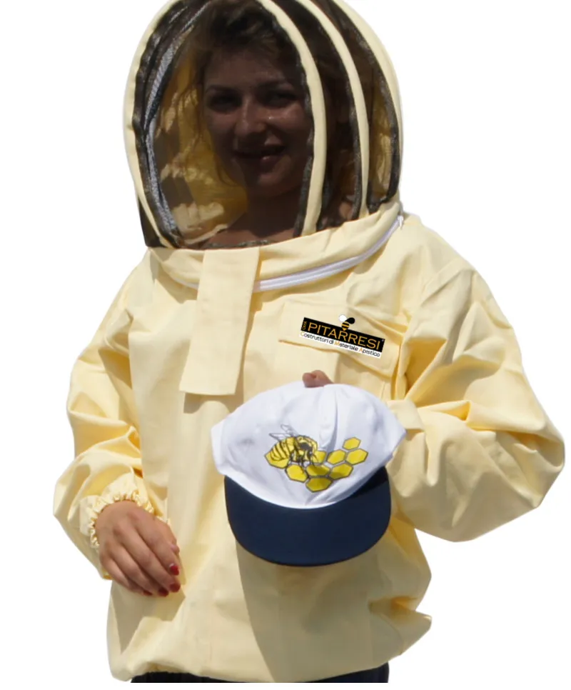 Camiciotto in cotone giallo con maschera astronauta a rete per apicoltura