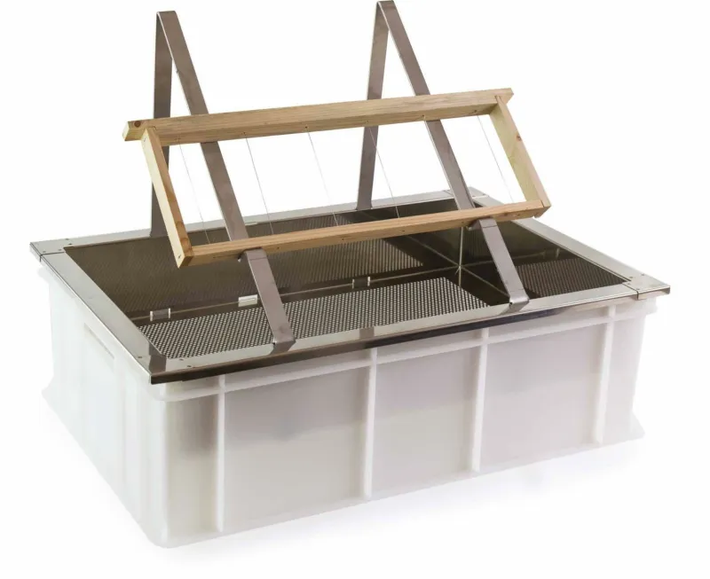 Banco disopercolatore da tavolo, vasca in plastica alimentare 600x400x180 mm Banco disopercolatore da tavolo, vasca in plastica alimentare 600x400x180 mm