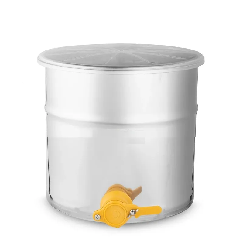 Madurador de miel de acero inoxidable de 25 kg con grifo pasante de plástico
