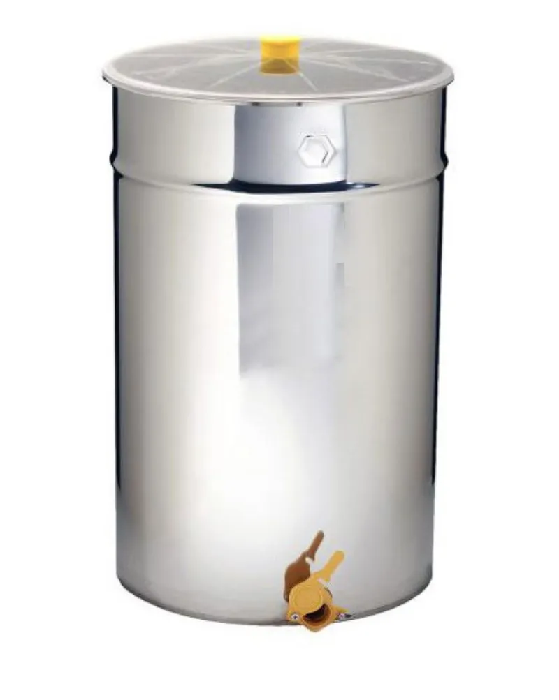 Maturatore inox per miele - 200 kg con rubinetto in plastica passante Maturatore inox per miele - 200 kg con rubinetto in plastica passante