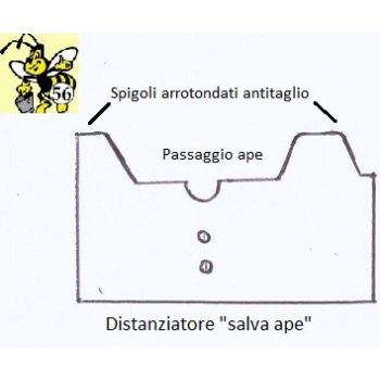 Entretoise "bee-saver" en tôle galvanisée 10-11-12 encoches - 28 mm - pour ruche 12 cadres d.b.
