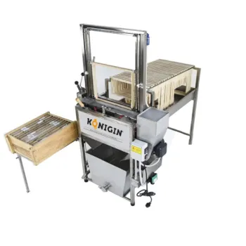 Semi-automatic uncapping machine, complete with opercle collecting tank, frame rack and honey super holder