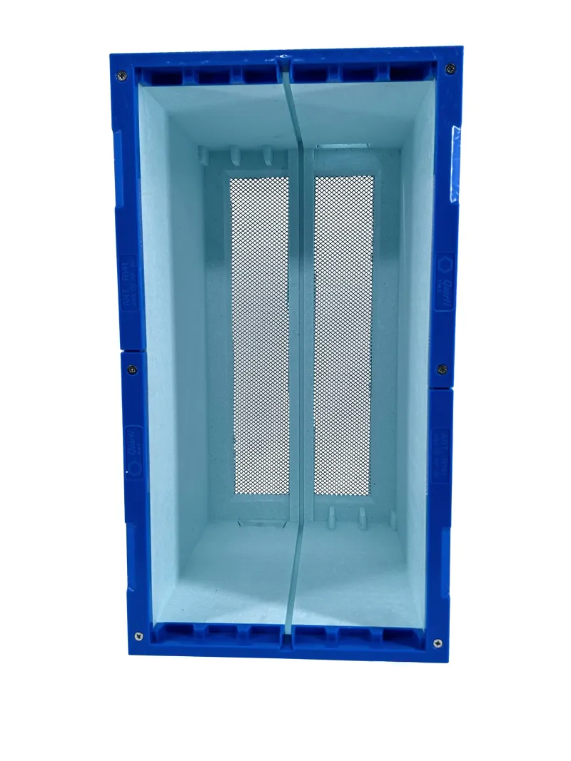 Beehives with drawer d.b. 6 split polystyrene frames with blue edging without bottom rails
