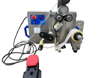 Etiquetadora adhesiva de sobremesa semiautomática básica para frascos y botellas de vidrio