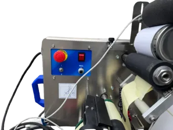 Basic semi-automatic adhesive tabletop labelling machine for glass jars and bottles