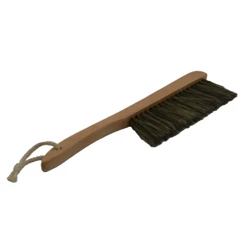 Brosse à abeilles courte en poils naturels et manche en bois