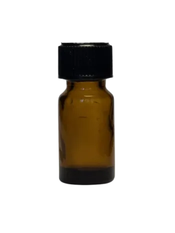 Gelbglasflasche 5 ml mit schwarzer Schraubkappe - Mündung PFP 14