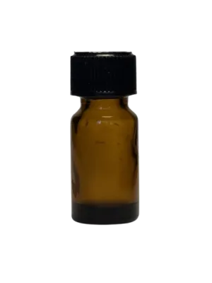 Gelbglasflasche 5 ml mit schwarzer Schraubkappe - Mündung PFP 14