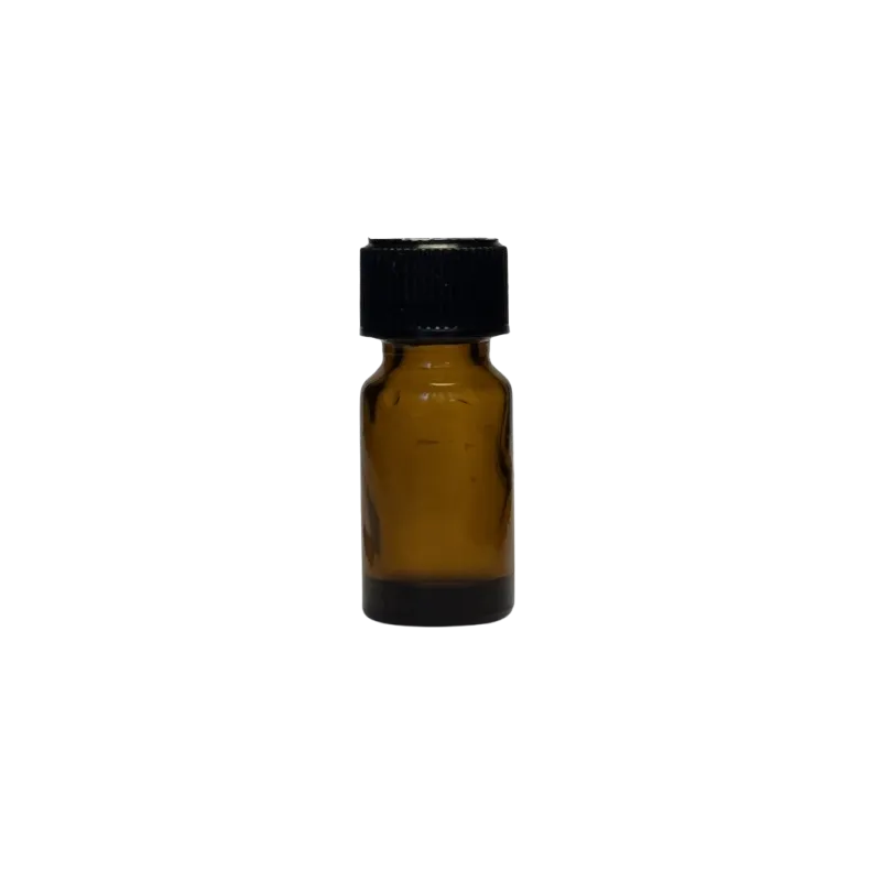 Flacone in vetro giallo da 5 ml con capsula nera - bocca PFP 14