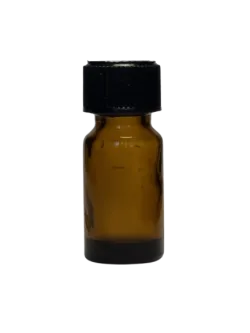 Gelbglasflasche 5 ml mit schwarzer Schraubkappe - Mündung PFP 14