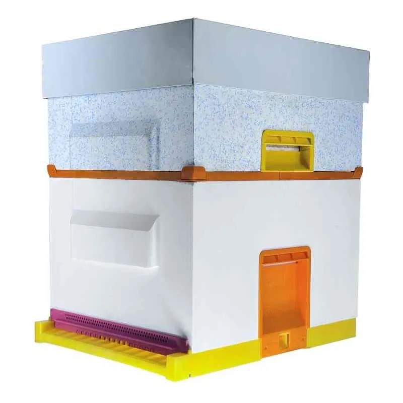 Bienenstock 9 Waben Jolly mit herausnehmbarem Boden und Honigraum, aus hochdichtem Polystyrol