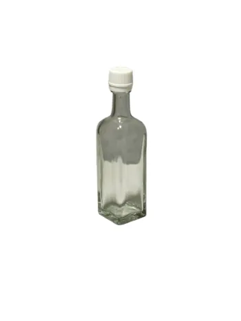 Bottiglia  in vetro bianco da 50 ml con tappo in plastica