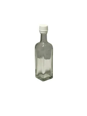 50 ml Weißglasflasche mit Kunststoffkappe