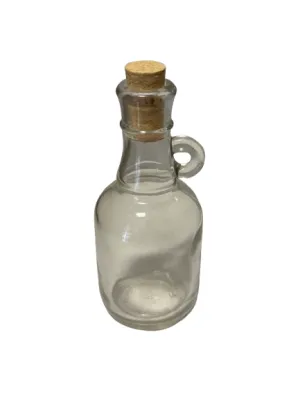 Botella de vidrio blanco con ojal de 200 ml y tapón de corcho