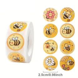 Yellow Cartoon Bee Stickers (8 Designs) - 50 Pieces