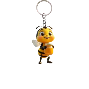 Keychain with bee and honey jar