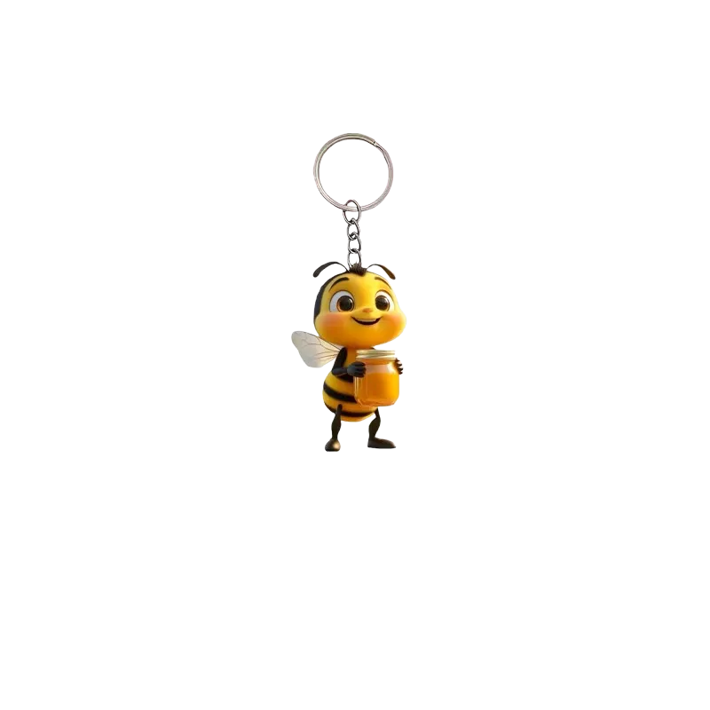 Porte-clés avec abeille et pot de miel