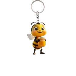 Keychain with bee and honey jar