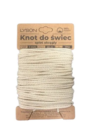 Mèche de bougie en coton blanc, écheveau de 20 mètres