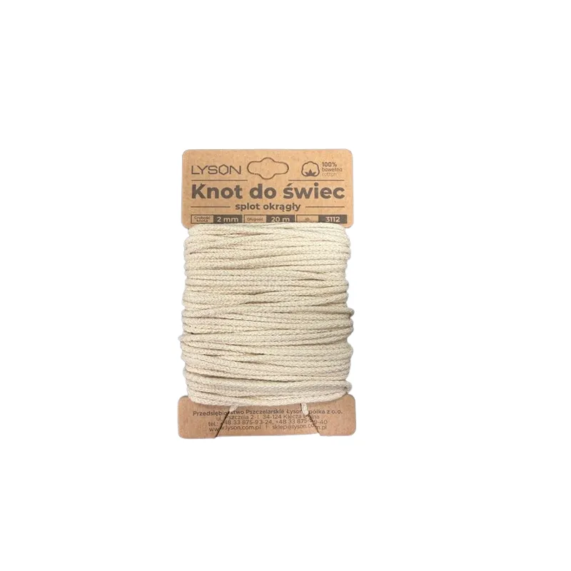 White cotton candle wick hank 20 meters