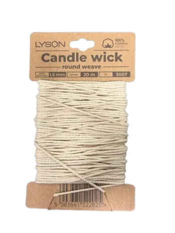 White cotton candle wick hank 20 meters