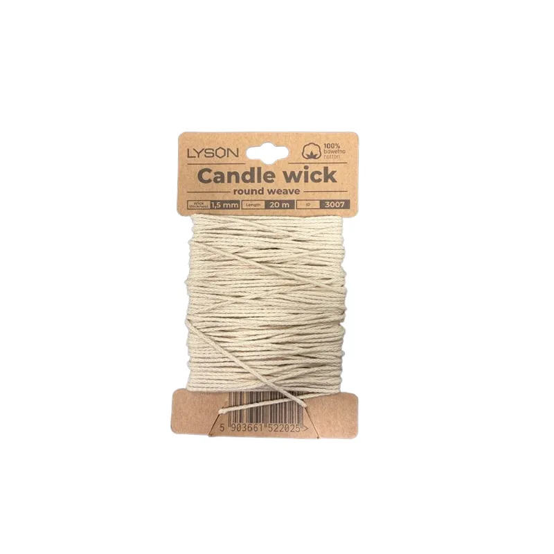 White cotton candle wick hank 20 meters