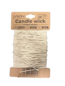 White cotton candle wick hank 20 meters