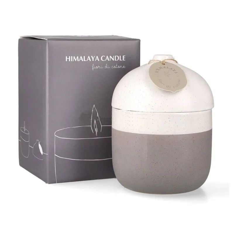 Candela incera di soia e vaso in ceramica Fior di cotone 300gr (Alcea)