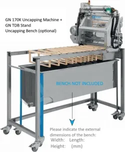 Uncapping machine with heated vibrating knives complete with support frame