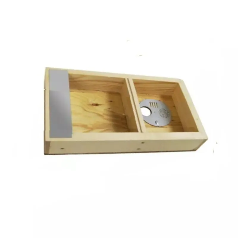 Abdeckboden mit Futtertasche aus paraffiniertem Holz für Dadant-Blatt-Beute, 6 Waben, mit 2 Kammern