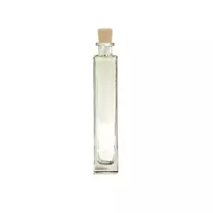 White glass bottle with square base 200 ml with cork stopper