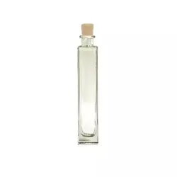 Weißglasflasche mit quadratischem Boden 200 ml mit Korkenverschluss
