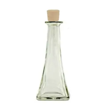 Bouteille pyramidale en verre blanc 200 ml avec bouchon de liège