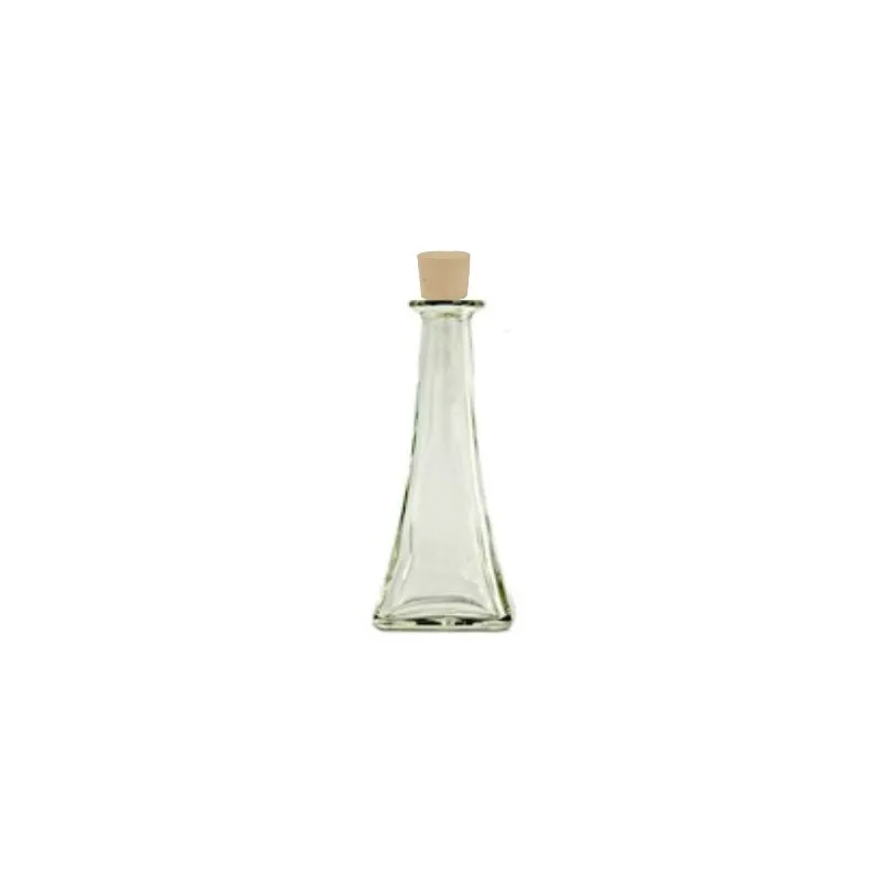 Bottiglia in vetro bianco a piramide 200 ml con tappo in sughero
