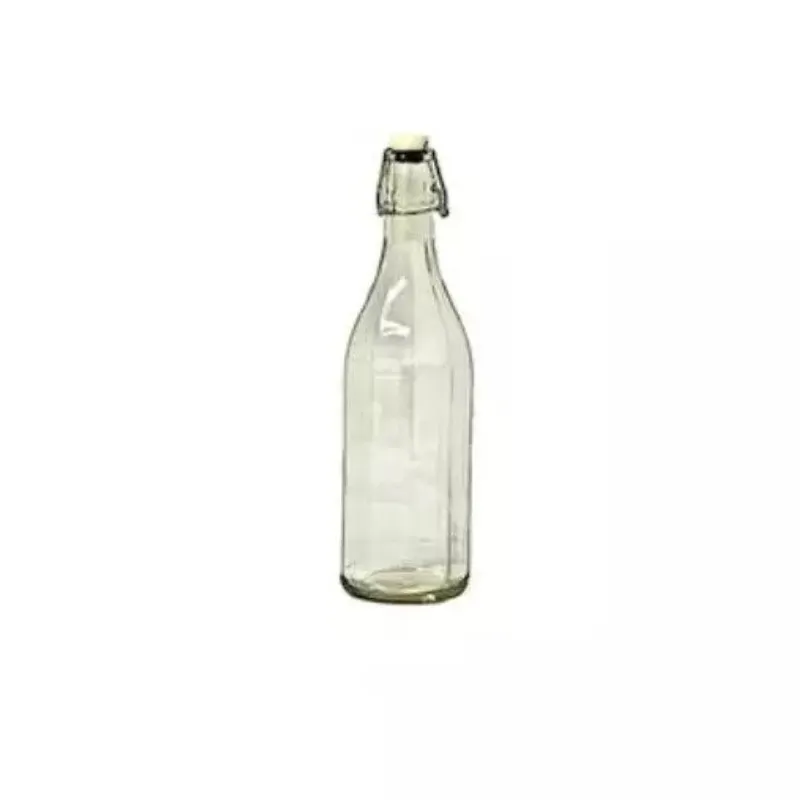 Gerippte zylindrische Weißglasflasche mit Federverschluss