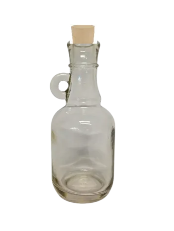 Botella de vidrio blanco con ojal de 200 ml y tapón de corcho
