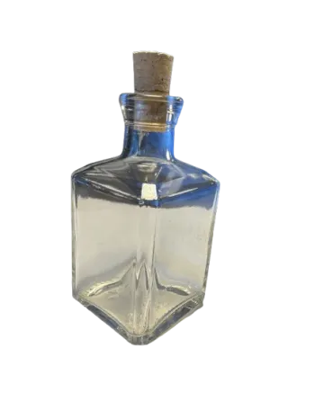 Bouteille en verre blanc de 250 ml, de forme carrée, avec bouchon en liège