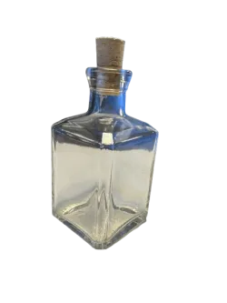 250 ml niedrige quadratische Weißglasflasche mit Korkenverschluss