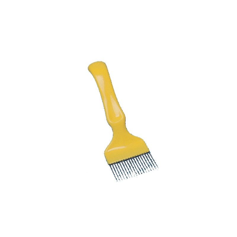 Stainless uncapping fork with plastic handle