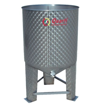 Stainless steel tank kg 400 with legs, total discharge