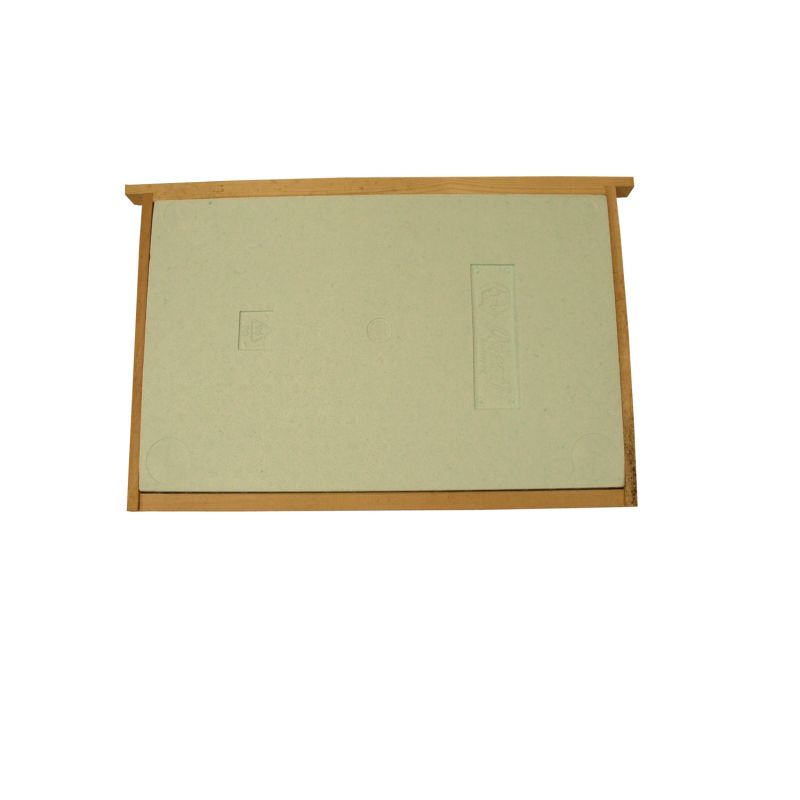 Trennplatte aus hochdichtem Polystyrol im Dadant-Blatt-Brutrahmen montiert