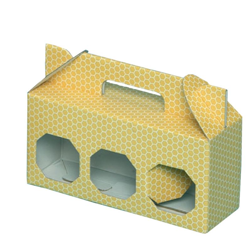 CARDBOARD BOX for 3 honey jars of 250 g (yellow)