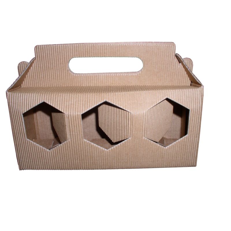 CARDBOARD BOX for 3 honey pots of 250 g (brown)