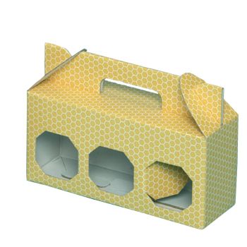 CARDBOARD BOX for 3 honey pots of 500 g (yellow)