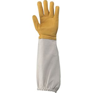 Guanti in pelle con manichetta in cotone