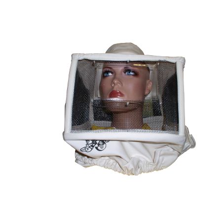Square beekeeper mask in net with cotton hat with front plexiglass,with axillary elastics