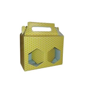 Cardboard box for 2 honey jars of 500 g (yellow)