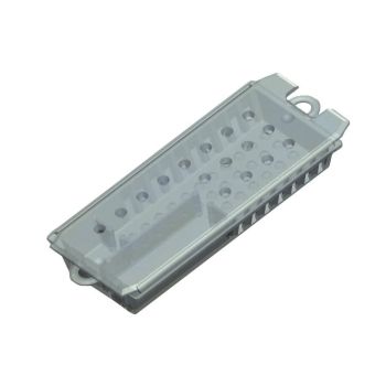 Cage for transporting queen bees with double outlet and drinker stop