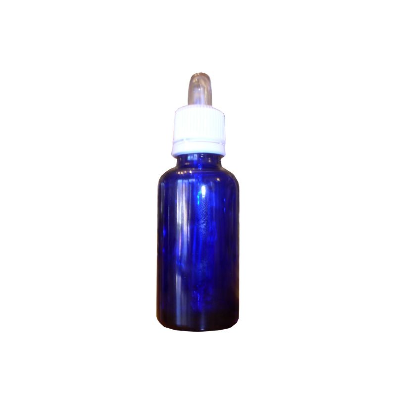 Flacone in vetro blu rotondo con contagocce 30 ml Flacone in vetro blu rotondo con contagocce 30 ml