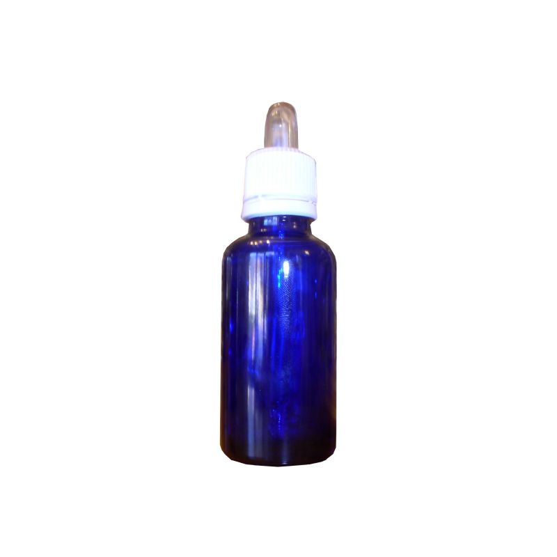 Flacone in vetro blu rotondo con contagocce 30 ml